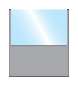 Illustration of Sirocco Terrace Screen with Single Straight glass straight top with solid bottom panel in grey