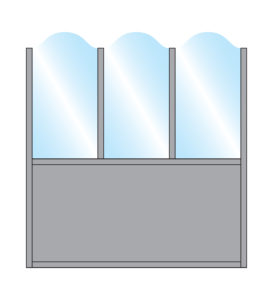 Pavement Screen Zonda Stylish Arch Top Glass Triple Top Bottom Solid Panel Colour Sample