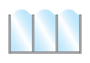 Pavement Screen Zonda Stylish Arch Top Glass Triple open Top Colour Sample
