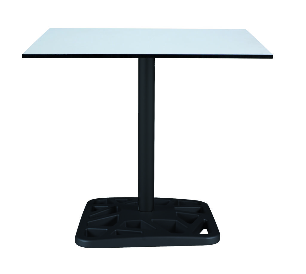Outdoor Furniture Contemporary Collection – Pluma Commercial Dining Table – Single Pedestal – Black Base