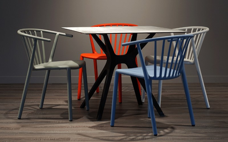 Contemporary Collection Goleta Chair in different colours combined with our Lima Table